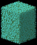 Experimental pumice. Scan distinguishes the distribution and size of the vesicles. Scanned using the 10X objective, 100 kV, 4W. Scan duration ~3.5 hours. (Sample courtesy of Dr. Jim Gardner, The University of Texas).