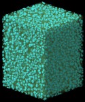Experimental pumice. Scan distinguishes the distribution and size of the vesicles. Scanned using the 10X objective, 100 kV, 4W. Scan duration ~3.5 hours. (Sample courtesy of Dr. Jim Gardner, The University of Texas).